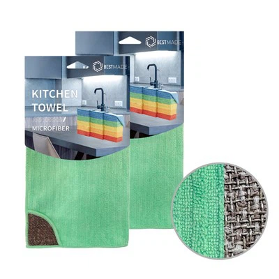 Tuala hidangan dengan scrubber